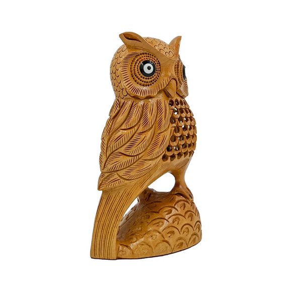 Wooden Handmade Carved Owl Statue (6inch) - Picture 4 of 4